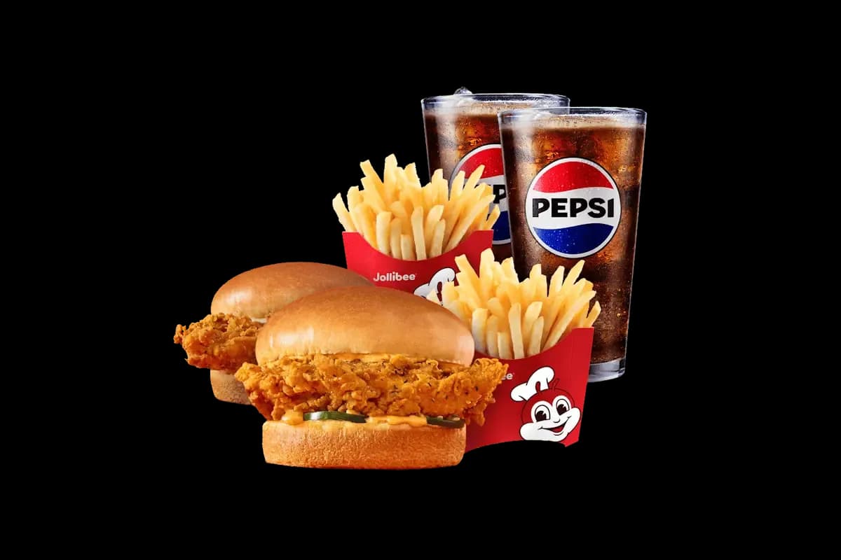 2 Chicken Sandwiches Meal Deal on a transparent background